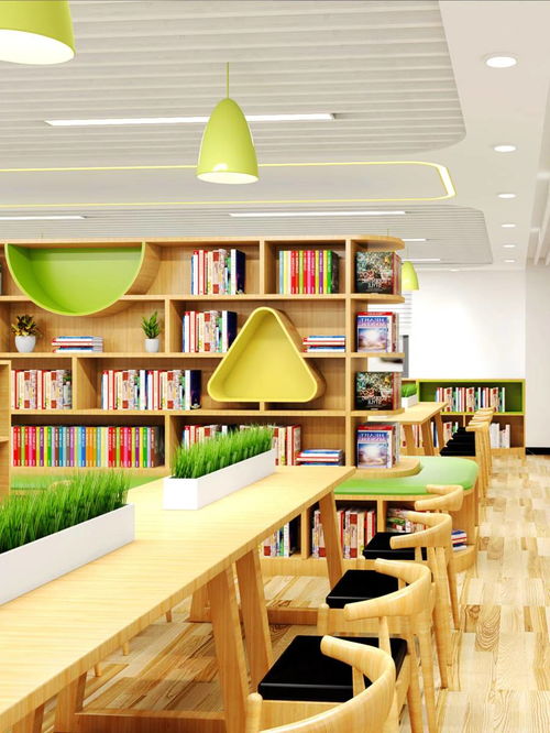 原木風(fēng)小學(xué)校園圖書閱覽室設(shè)計 清新收納，悅讀空間